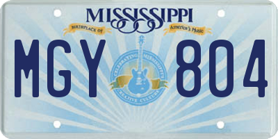 MS license plate MGY804
