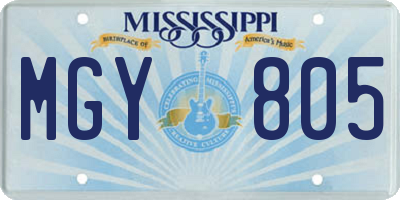 MS license plate MGY805