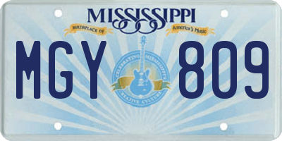 MS license plate MGY809
