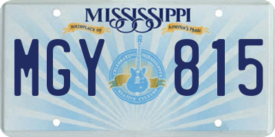 MS license plate MGY815