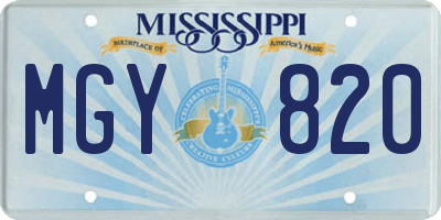 MS license plate MGY820