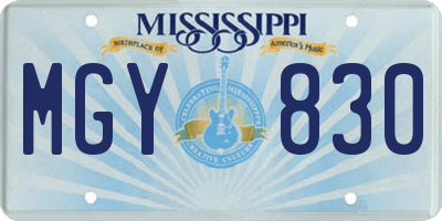 MS license plate MGY830