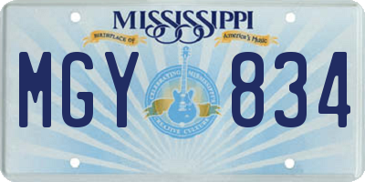 MS license plate MGY834