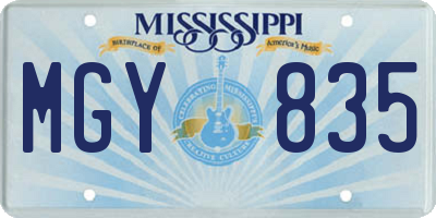 MS license plate MGY835