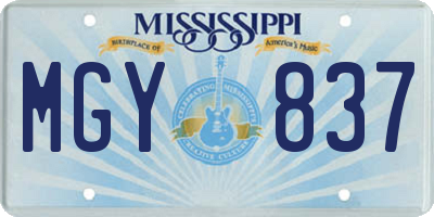 MS license plate MGY837