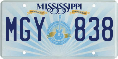 MS license plate MGY838