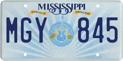 MS license plate MGY845