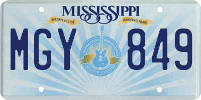 MS license plate MGY849
