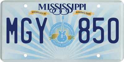 MS license plate MGY850