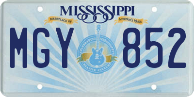 MS license plate MGY852