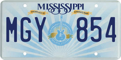 MS license plate MGY854