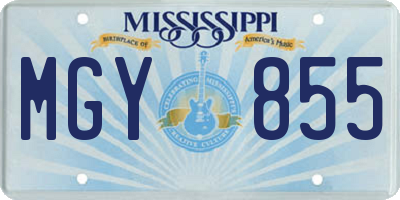 MS license plate MGY855