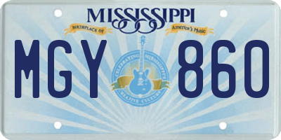 MS license plate MGY860