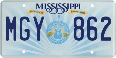 MS license plate MGY862