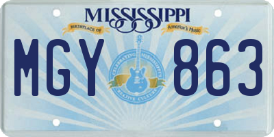 MS license plate MGY863