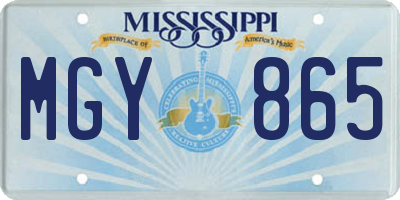 MS license plate MGY865