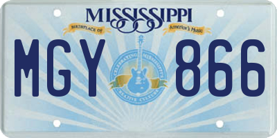 MS license plate MGY866