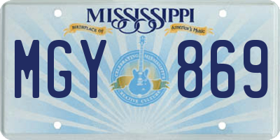 MS license plate MGY869