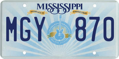 MS license plate MGY870