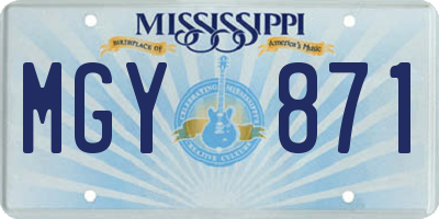 MS license plate MGY871