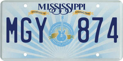 MS license plate MGY874