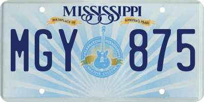 MS license plate MGY875