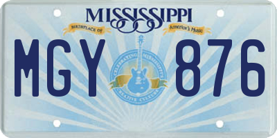 MS license plate MGY876