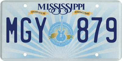 MS license plate MGY879