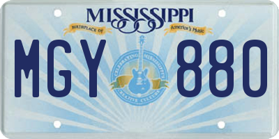 MS license plate MGY880
