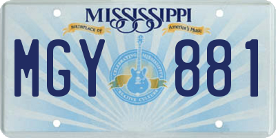 MS license plate MGY881