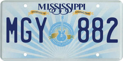 MS license plate MGY882