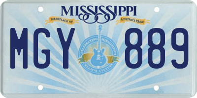 MS license plate MGY889
