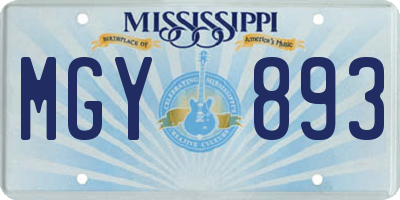 MS license plate MGY893