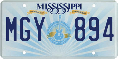 MS license plate MGY894