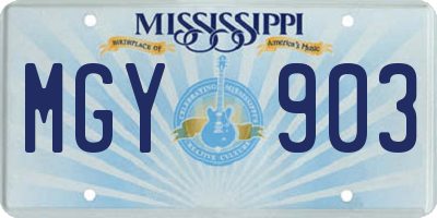 MS license plate MGY903