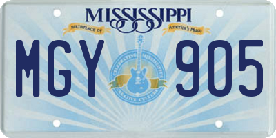 MS license plate MGY905