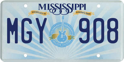 MS license plate MGY908