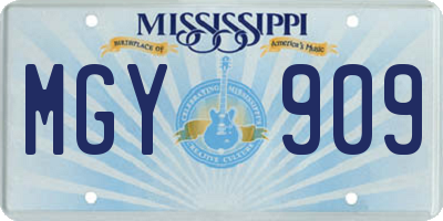MS license plate MGY909