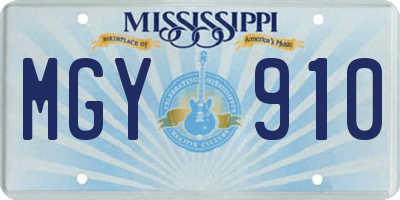 MS license plate MGY910