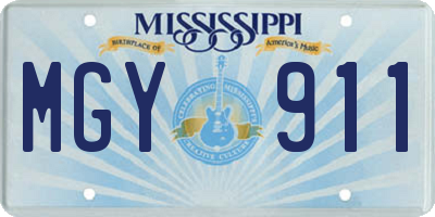 MS license plate MGY911