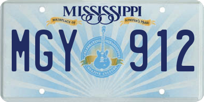 MS license plate MGY912