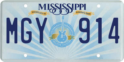 MS license plate MGY914