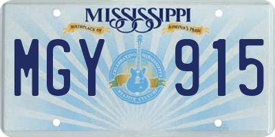 MS license plate MGY915