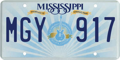 MS license plate MGY917