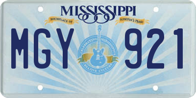 MS license plate MGY921