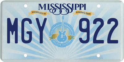 MS license plate MGY922