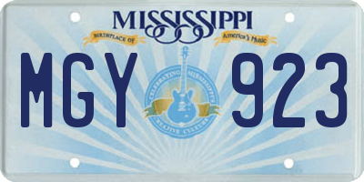 MS license plate MGY923