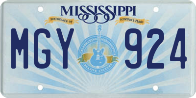 MS license plate MGY924