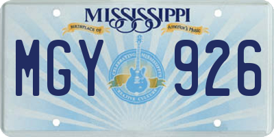 MS license plate MGY926