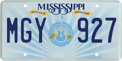 MS license plate MGY927